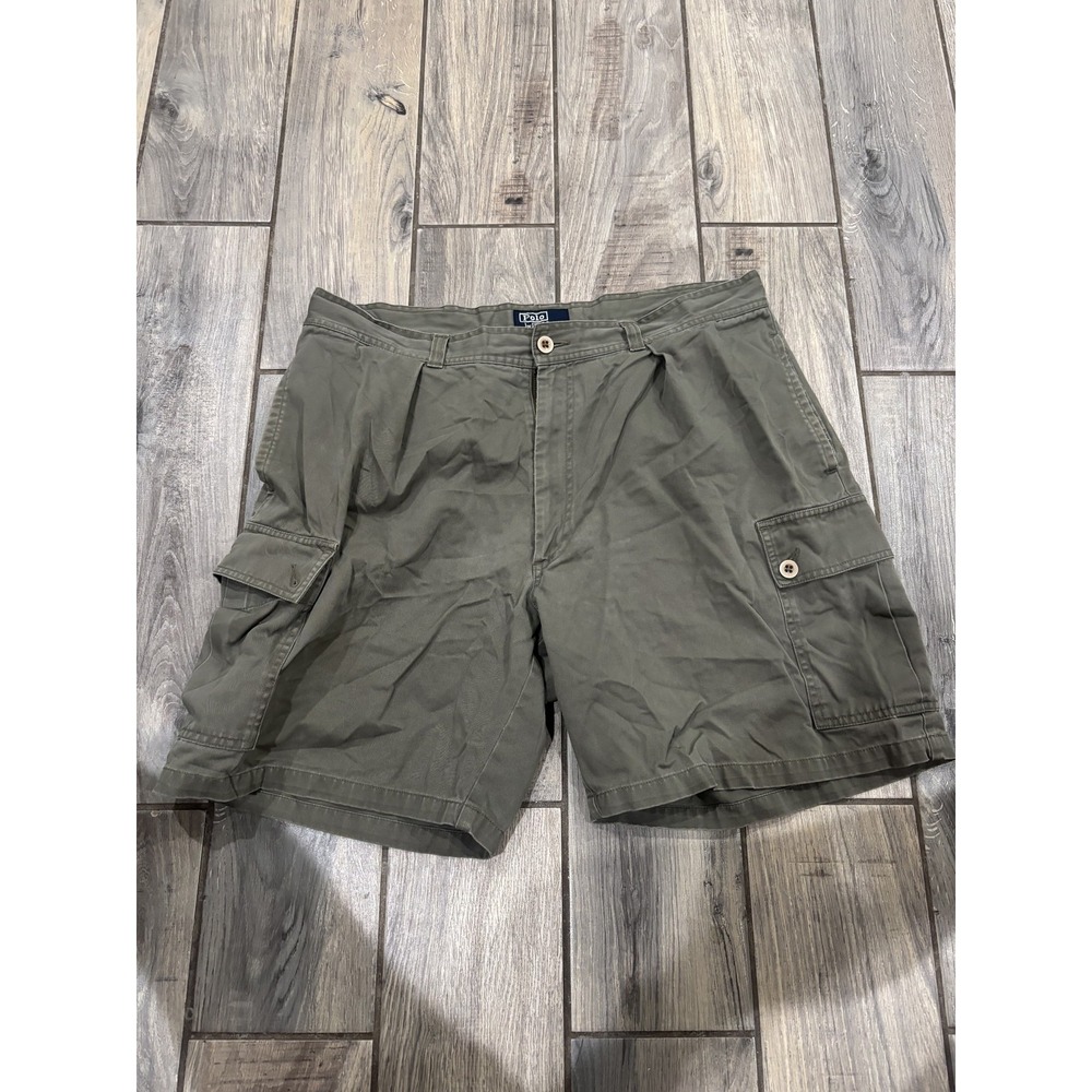 Polo Ralph Lauren Men's Tarpoon Cargo Shorts Size 38 Green Cotton Pleated